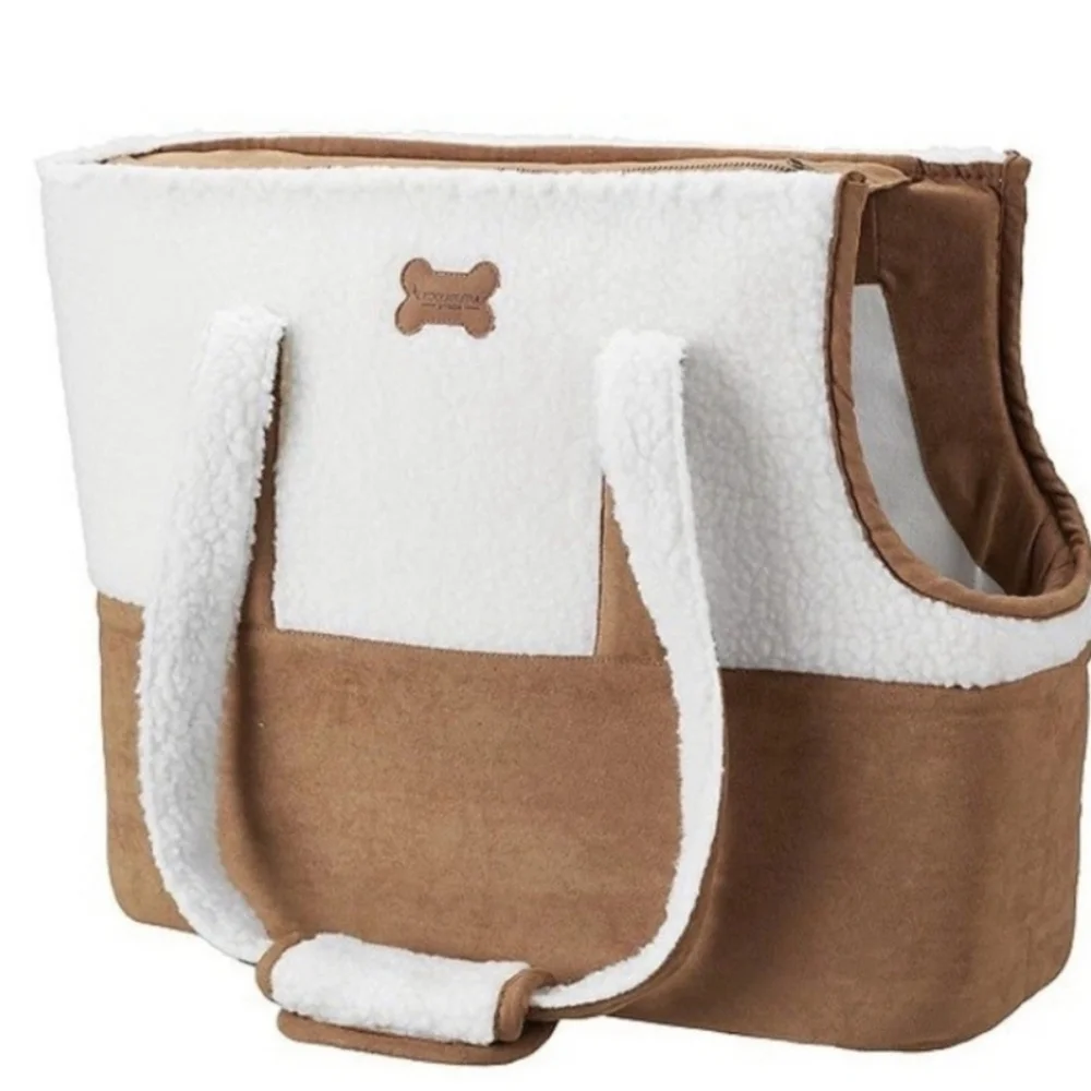Like New Koolaburra White and Brown Pet Carrier Tote